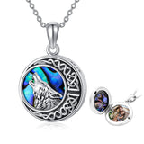 Wolf Gifts 925 Sterling Silver Celtic Moon Wolf Pendant Necklace for Women Men, Wolf Locket Necklace Birthday Jewelry for Girls
