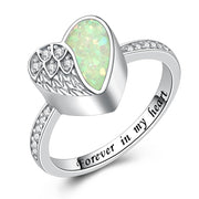 Angel Wing Heart Cremation Ring 925 Sterling Silver Love Heart Urn Ring Holds Loved Ones Ashes Rings Memorial Jewelry for Pet Human Ash