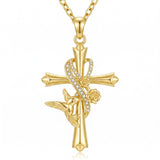 14K Gold Plated Cross Necklace for Women