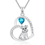 Sterling Silver 12 Month Birthstone Schnauzer Chihuahua Pitbull Pug Pendant Necklace for Women