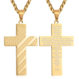 14K Gold Plated Personalized Engraved American Flag Cross Pendant Necklace