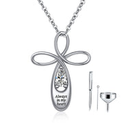 925 SterlingSilver Cremation  Infinity Cross Urn Necklace Urn Necklace Memorial Keepsake Memory Pendant Jewelry Gifts