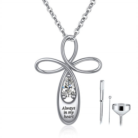 925 SterlingSilver Cremation  Infinity Cross Urn Necklace Urn Necklace Memorial Keepsake Memory Pendant Jewelry Gifts