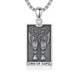 Sterling Silver Lovers Hierophant Magician Three of Swords Wheel of Fortune SkeletonTarot Card Pendant Necklace