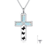 Sterling Silver Abalone Shell Opal Butterfly Dragonfly Tree of Life Pet Paw Cross Urn Necklaces for Ashes