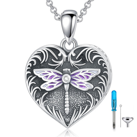 Sterling Silver Heart Rabbit Dog Cat Butterfly Dragonfly Hummingbird Wolf Urn Necklace for Ashes