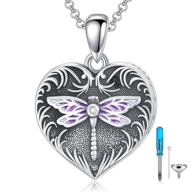 Sterling Silver Heart Rabbit Dog Cat Butterfly Dragonfly Hummingbird Wolf Urn Necklace for Ashes