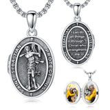 Sterling Silver Personalized Photo St. Anthony Francis Sebastian Medal Protection Necklace Catholic Christian Jewelry