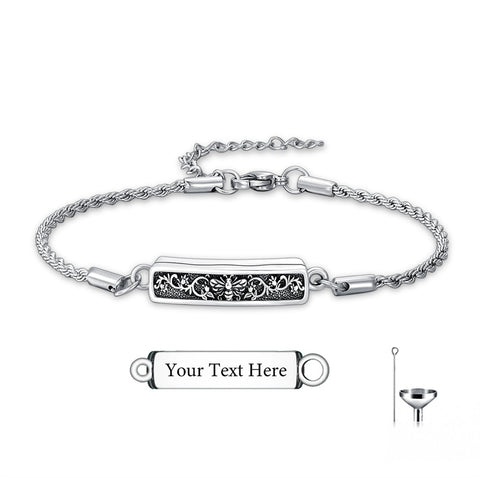 Sterling Silver Bee Celtic Knot Hummingbird Rose Sunflower Bar Urn Bracelet for Ashes