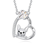 Sterling Silver Paw Print Poodle Corgi French Schnauzer Chihuahua Dachshund Golden Retriever Pug Pendant  Necklace