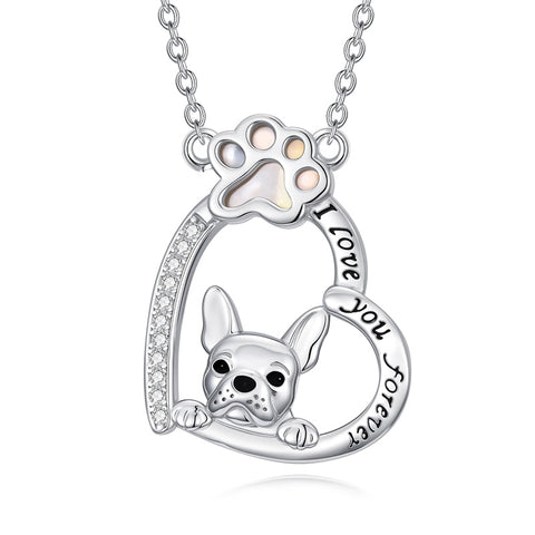Sterling Silver Paw Print Poodle Corgi French Schnauzer Chihuahua Dachshund Golden Retriever Pug Pendant  Necklace