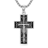 Sterling Silver Cross Christian Pendant Necklace for Men