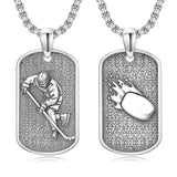 Sterling Silver Dog Tag Baseball Basketball Softball Soccer Pendant Necklace for Men