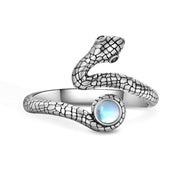 Sterling Silver  Moonstone Snake Fox Cat Octopus Wolf Ring