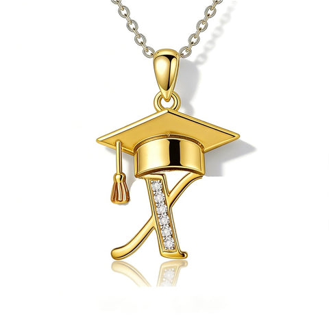 Initial  Graduation 14K Gold Plated Inspiring Grad Pendant Necklace Graduations Jewelry Gifts
