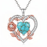 Sterling Silver Teardrop Gemstone Rose Butterfly Infinity Heart Necklace for Women