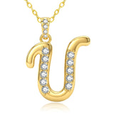 Cubic Zircon 14K Gold Plated Initial Letter A-Z Pendant Necklace