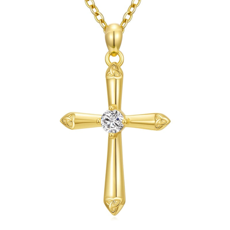 14K Gold Plated Cross Pendant Necklace Faith Jewelry Gift for Women