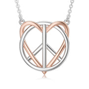 Peace Angel Cross Necklace for Women Sterling Silver Peace Sign Cross Pendant Necklace Heart Love Jewelry