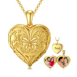 10K 14K 18K Solid Gold Heart Personalized Photo Starburst Cross Rose Wings Butterfly Turtle Celtic Pendant Necklace