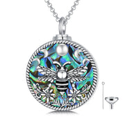 Sterling Silver Abalone Shell Bee Butterfly Dragonfly Urn Necklace for Ashes