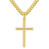 14K Gold Plated Cross Necklace with Cuban Chain for Men