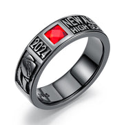 Sterling Silver Personalized Pattern Engraved Birthstone High School College Class Ring