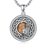 Sterling Silver Tiger Eye Eagle Lion Pendant Necklace for Men
