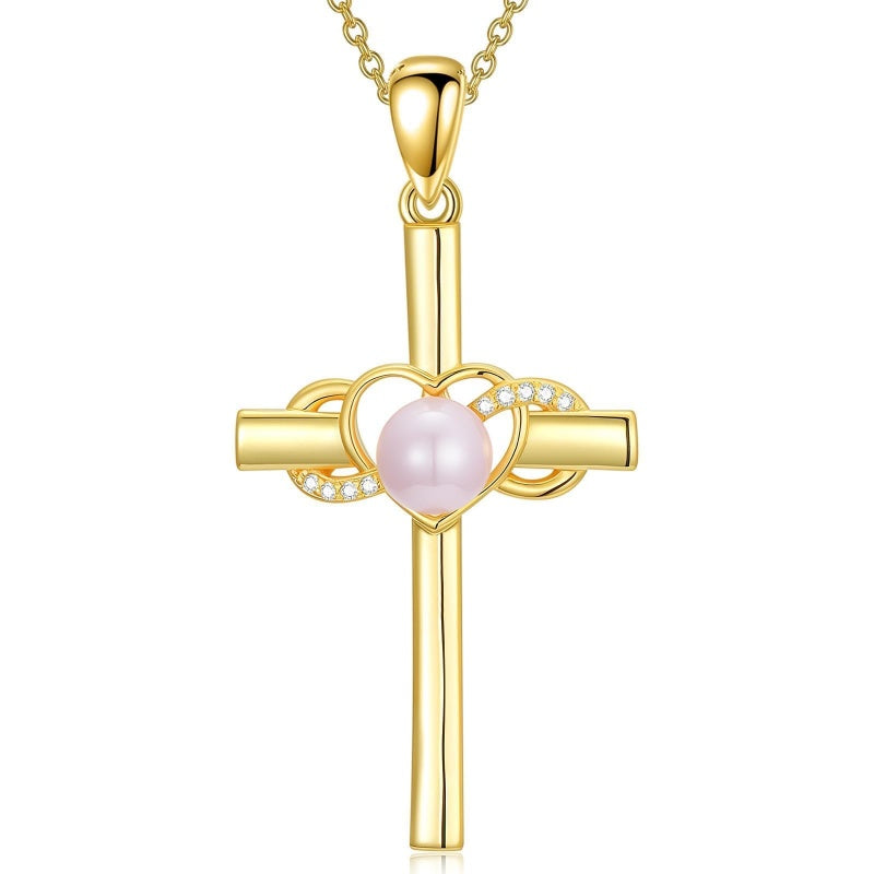 14K Gold Plated Cross Pendant Necklace for Women