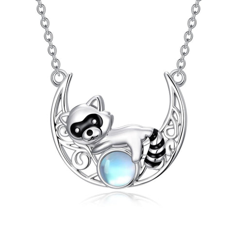 Sterling Silver Moonstone Celtic Knot Raccoon Otter Pig Dolphin Cow Pendant Necklace Birthday Mother's Day Gift
