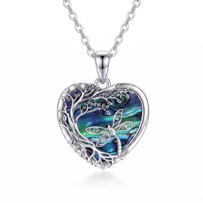 Sterling Silver Tree of Life Heart Shaped Horse Cat Dragonfly Butterfly Hummingbird Pendant Necklace