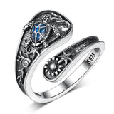 Sterling Silver Adjustable Dragon Moth Octopus Shark Stingray Sea Turtle Spoon Ring