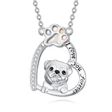 Sterling Silver Paw Print Poodle Corgi French Schnauzer Chihuahua Dachshund Golden Retriever Pug Pendant  Necklace
