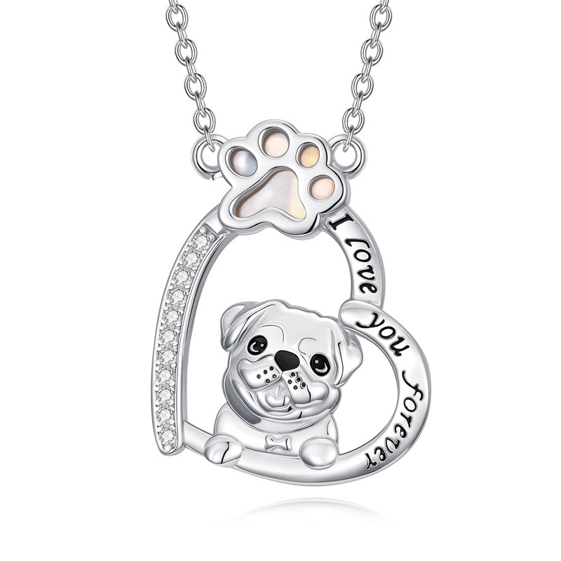 Sterling Silver Paw Print Poodle Corgi French Schnauzer Chihuahua Dachshund Golden Retriever Pug Pendant  Necklace