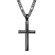 S925 Sterling Silver Cross Pendant Cross Necklace for Men, Mens Cross NecklaceFigaro Chain Necklace for Men Women Girls