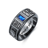 Personalied 2024 Mens Class Ring 925 Sterling Sliver Graduation Ring High School Rings for Men Birthstone College Ring