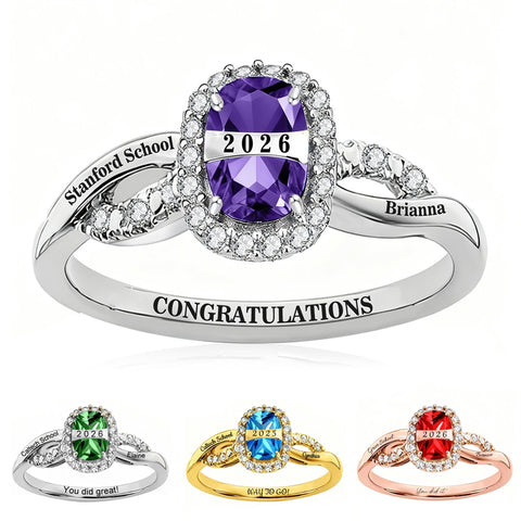 Copper Custom Birthstone Engraved Class Ring University College High School Graduation Gifts for Her