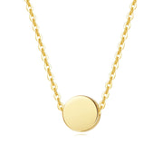 14K Gold Round Small Coin Pendant Necklace