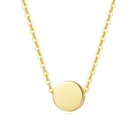 14K Gold Round Small Coin Pendant Necklace