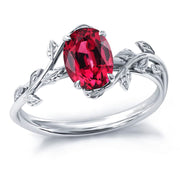 Sterling Silver  Oval Birthstone  Leaf Promise Ring for Her