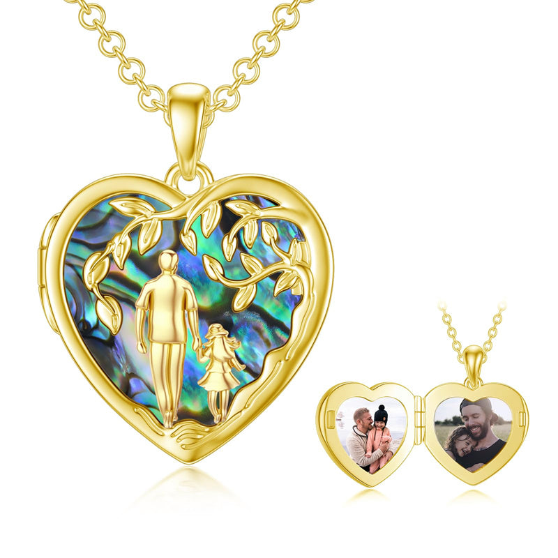 Daughter Locket 10K 14K 18K Gold Personalized Photo Father Daughter Pendant Necklace ...