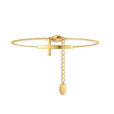 14K Gold Plated Cross Adjustable Chain Bracelet for Women