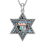 Star of David Necklace Sterling Silver Cross/Chai/Peace Sign/Tree of Life Abalone Shell Jewish Jewelry for Women Men