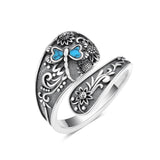 Sterling Silver Hummingbird Butterfly Dragonfly Bee Adjustable Spoon Rings