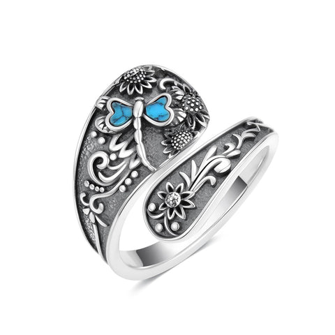 Sterling Silver Hummingbird Butterfly Dragonfly Bee Adjustable Spoon Rings