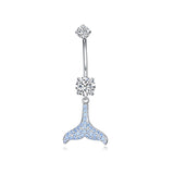 Sterling Silver Cubic Zircon Angel Wings Mermaid Tail Palm Tree Pet Paw Print Belly Button Ring