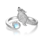 Sterling Silver  Moonstone Snake Fox Cat Octopus Wolf Ring