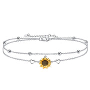 Bracelet Gifts for Women 925 Sterling Silver Sunflower Bracelet Fashion Jewelry Annivesary Birthday Gifts for Women Wife Mom Grandma