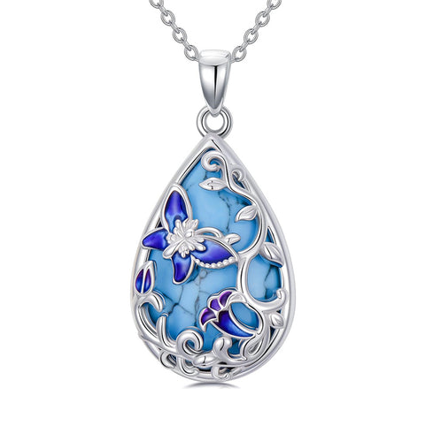 Sterling Silver Turquoise Butterfly Dragonfly Bee Hummingbird Ladybug Pendant Necklace