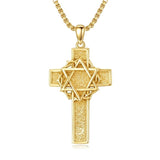 14K Gold Plated Cross Pendant Necklace for Men Religious Jewelry Christian Gift